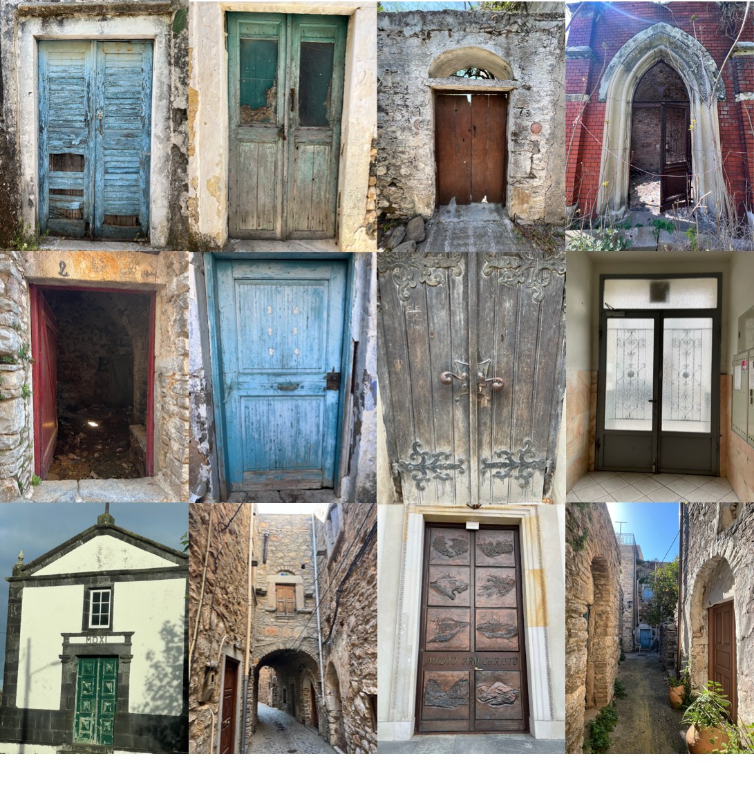 grid of photographed doors